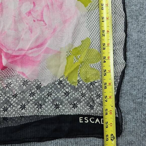 Escada Scarf Rectangle Pink Rose Floral Sheer Romantic Lightweight Elegant - Picture 4 of 7